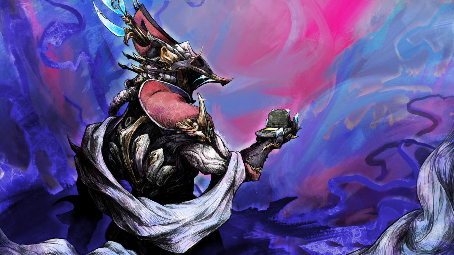Sevagoth Prime Receiving a Message - Warframe, September 2024