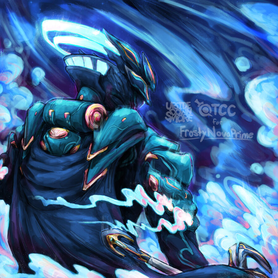 Frost (Warframe fashion), QTCC Rendererd/Colored sketch comm for FrostyNovaPrime, November 2025