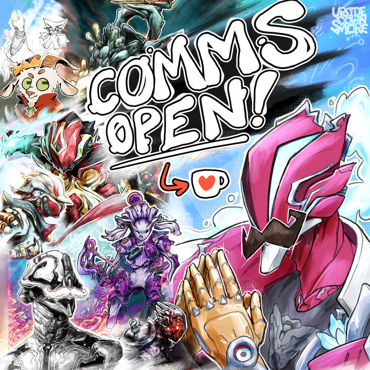 COMMS OPEN! promo collage (September 2026 update)