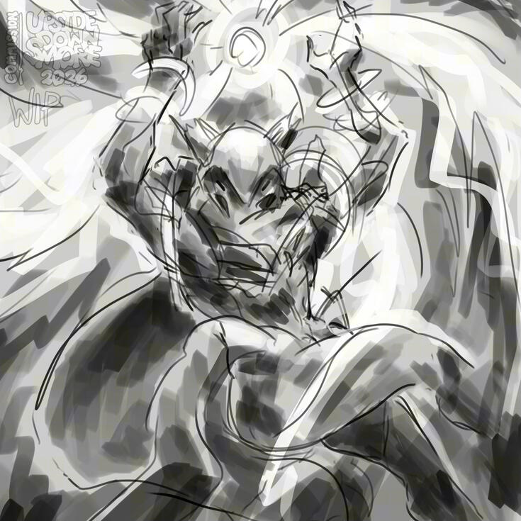 Fangsie Wisp (Warframe) commission - WIP (rough sketch 2)